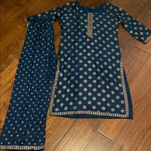 Elegant Blue and Gold Women's Salwar Kameez. Does not have a duppata